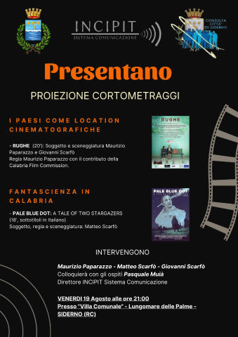 EVENTO RINVIATO CAUSA MALTEMPO "I Paesi come Location Cinematografiche" in Villa Comunale - 19.08.2022 ore 21.00