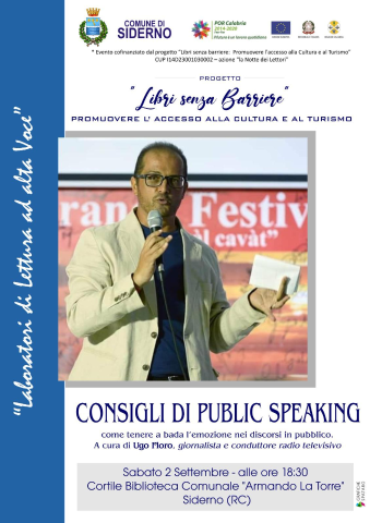 Sabato ci sarà l'evento "Consigli di Public Speaking" 