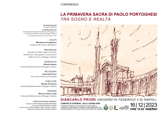 Sabato 16 Dicembre la Conferenza “La primavera sacra di Paolo Portoghesi: tra sogno e realtà”
