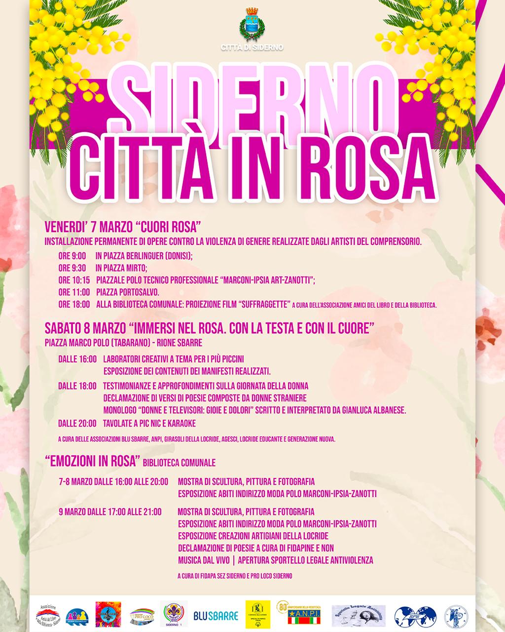 Siderno Città in Rosa, tre giorni di iniziative per celebrare la Giornata Internazionale della Donna