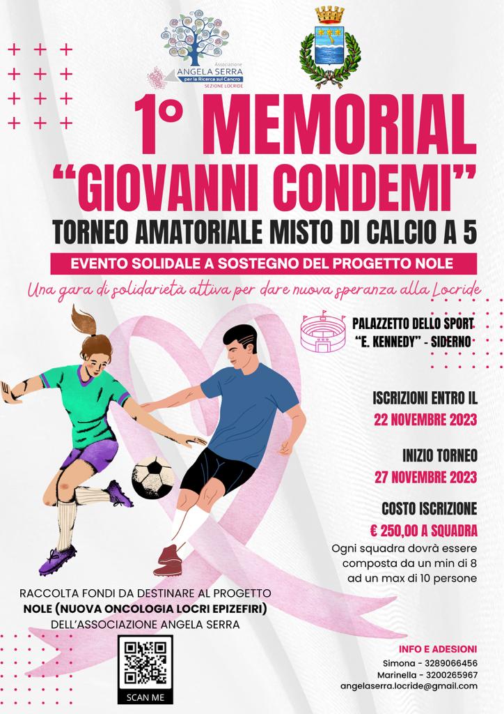 Dal 27 Novembre si terrà il 1° Memorial "Giovanni Condemi" - Torneo amatoriale di calcio a 5 